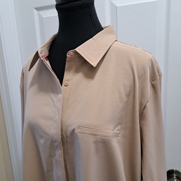 Modern Ambition Blouse Tan Travel Shirt Womens Size XXL NWOT Long Sleeved - Picture 11 of 11